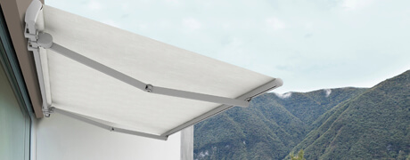 Folding arm awnings